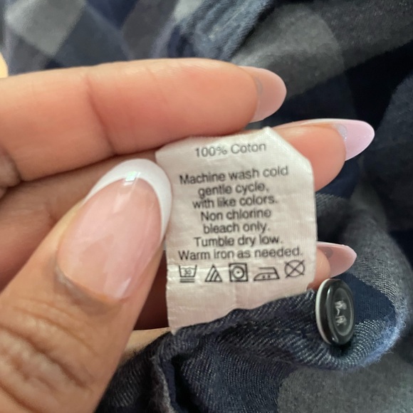 J Crew Blue and Grey Buffalo Plaid Button Up - Picture 4 of 4